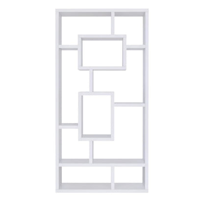 White 8-Shelf Bookshelf with Transitional Style and Safety Tipover Restraint