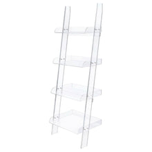 Clear 72-Inch Ladder Bookshelf with 4 Shelves and Tipover Restraint