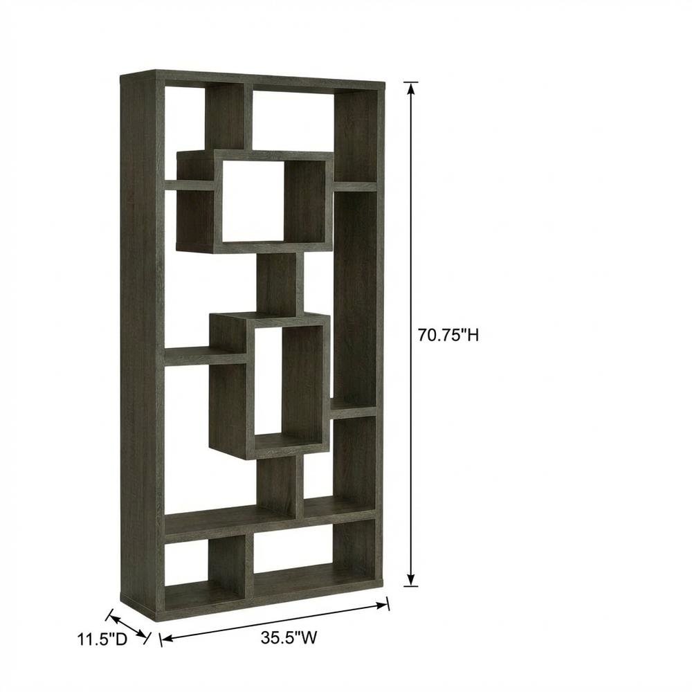 Weathered Grey 8-Shelf Bookcase with Transitional Style and Tipover Restraint