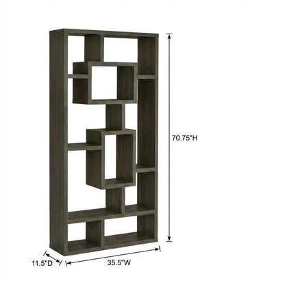 Weathered Grey 8-Shelf Bookcase with Transitional Style and Tipover Restraint