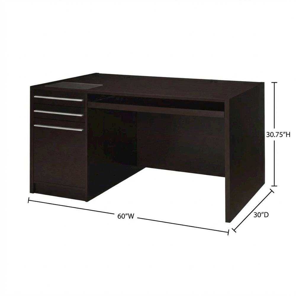 Contemporary Cappuccino Office Desk With 3 Drawers And Rectangular Shape