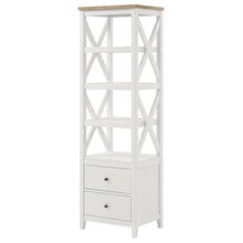 Brown Wood Media Tower With 4 Shelves And Drawers For Stylish Storage