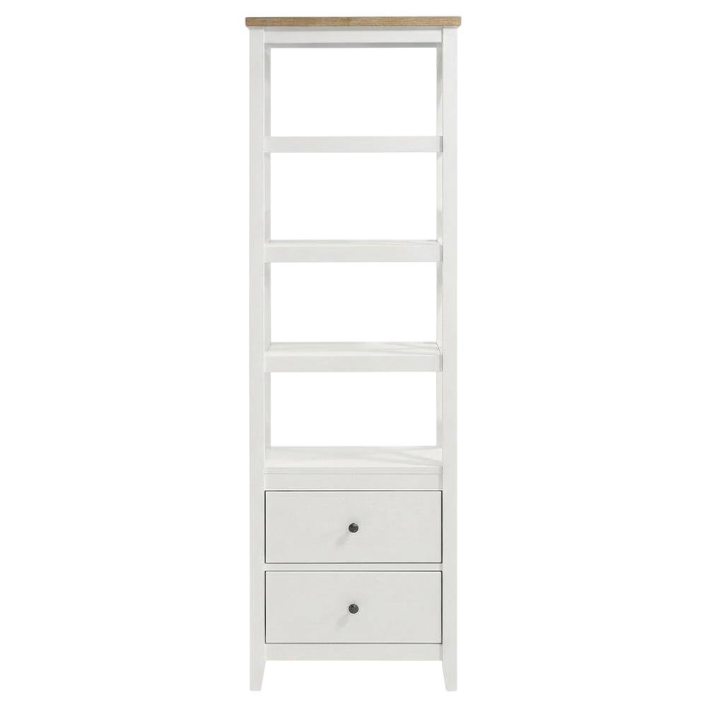 Brown Wood Media Tower With 4 Shelves And Drawers For Stylish Storage