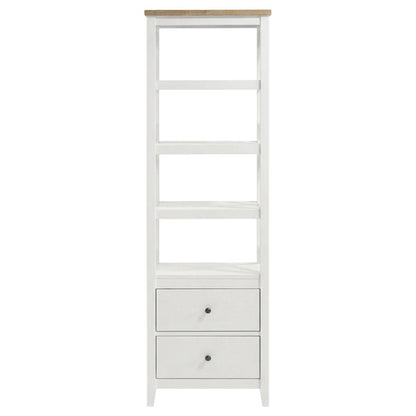 Brown Wood Media Tower With 4 Shelves And Drawers For Stylish Storage
