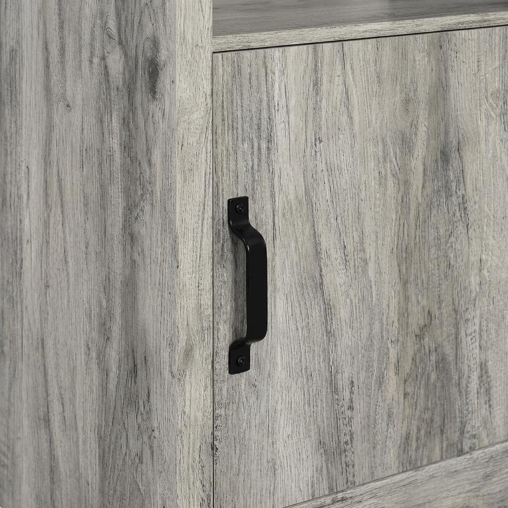 Grey Engineered Wood Media Tower With 3 Shelves, Transitional