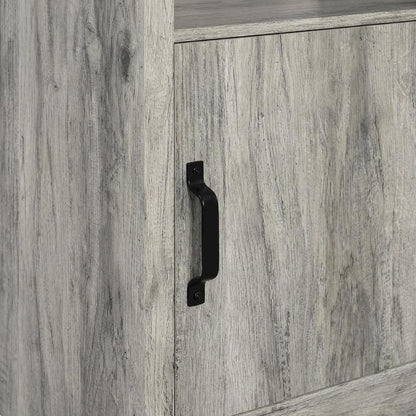 Grey Engineered Wood Media Tower With 3 Shelves, Transitional
