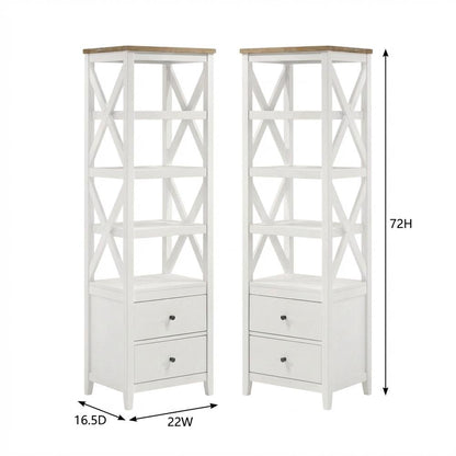 Brown Wood Media Tower With 4 Shelves And Drawers For Stylish Storage