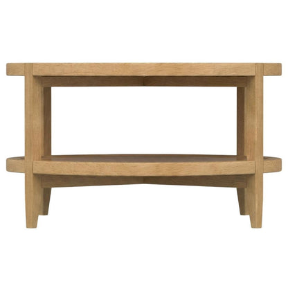 Round Maple Brown Solid Wood Coffee Table with Transitional Style