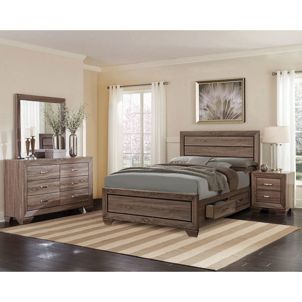 Kauffman 4-piece Eastern King Bedroom Set Washed Taupe