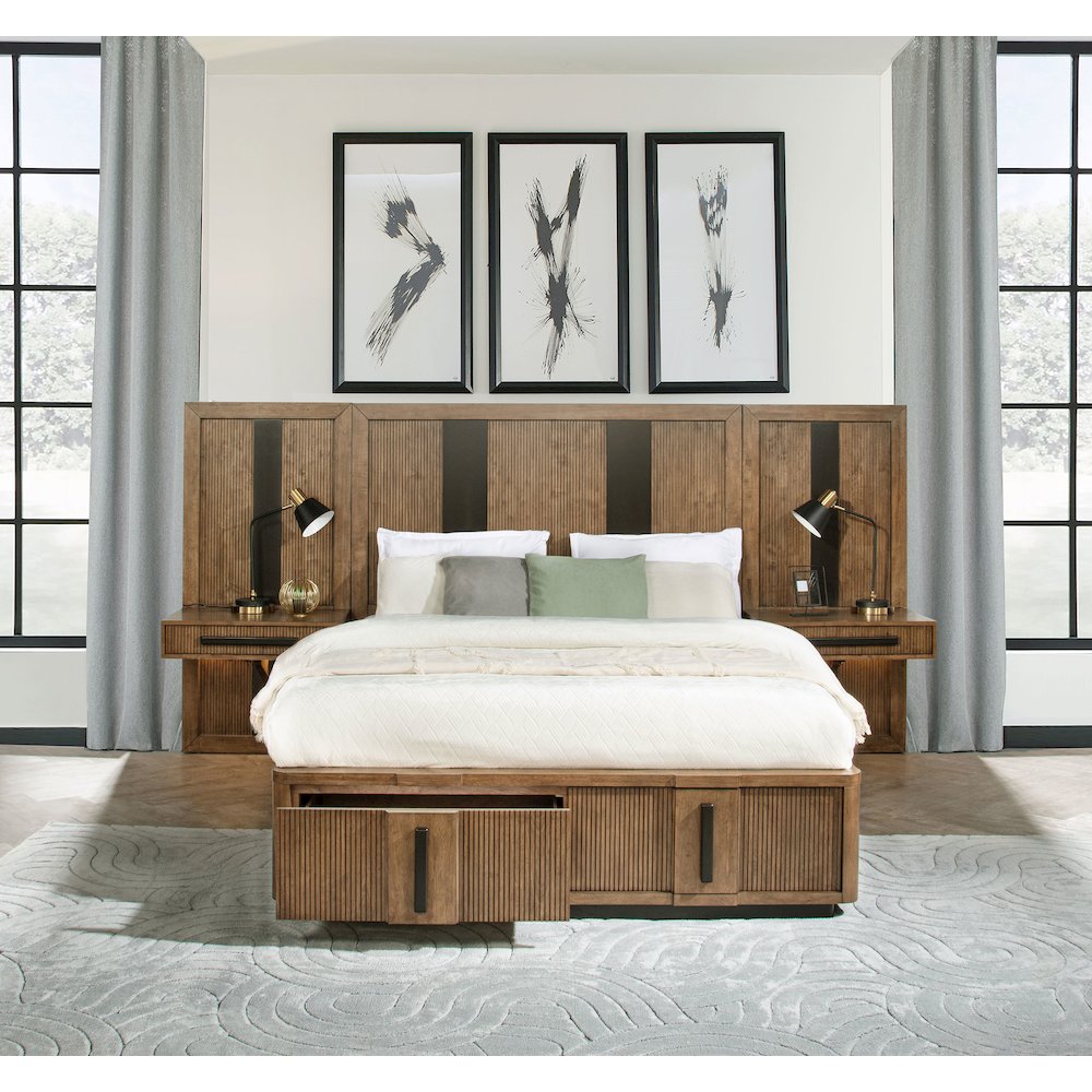 Terrace Eastern King Wall Panel Storage Bed Ash Brown
