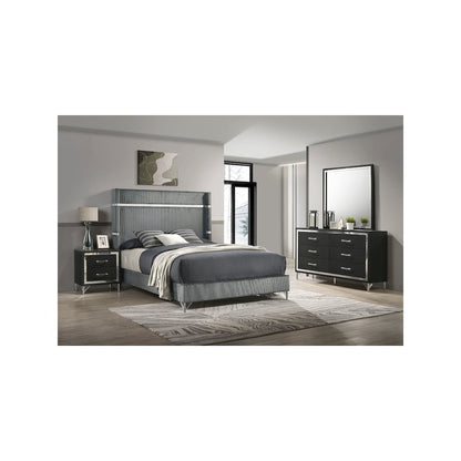 Lucia 4-piece Eastern King Bedroom Set Grey and Black