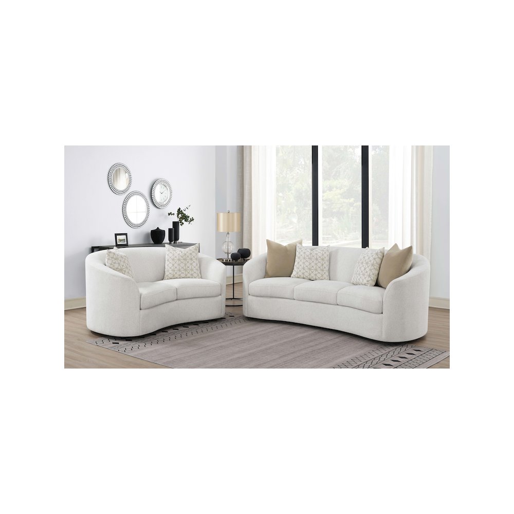 Rainn 2-piece Boucle Upholstered Sloped Arm Sofa Set Latte