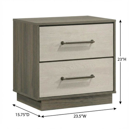 Grey Nightstand with Modern Design and Antique Nickel Finish