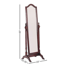 Brown Mirror Full Length Standing Body Mirror with Wooden Cheval Frame