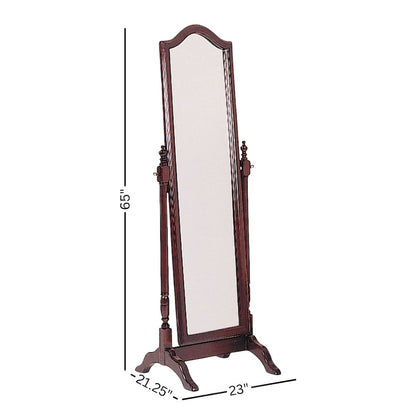 Brown Mirror Full Length Standing Body Mirror with Wooden Cheval Frame