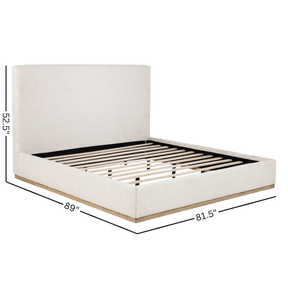 Beige King Size Upholstered Bed Frame, Elegant Upholstered Bed Frame King