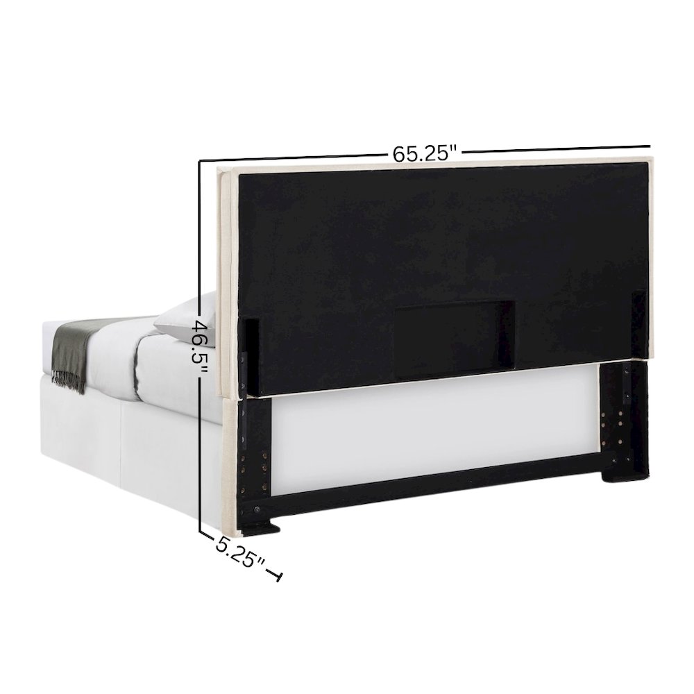Beige Upholstered Queen – Modern Fabric Bed Headboard