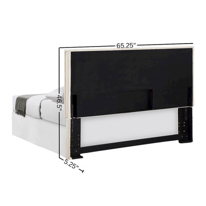 Beige Upholstered Queen – Modern Fabric Bed Headboard
