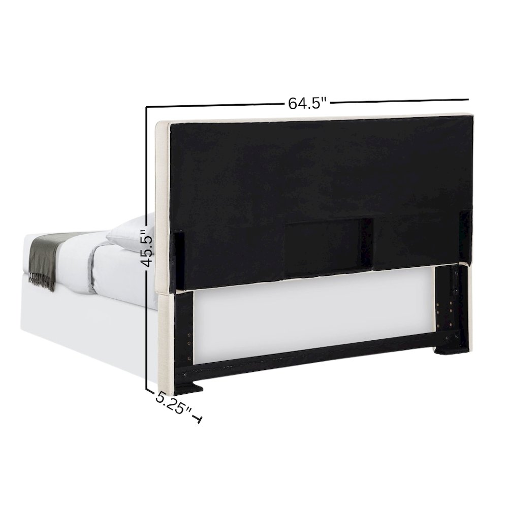Beige Upholstered Bed Headboard – Elegant Queen Headboard 64.5 Inch Wide