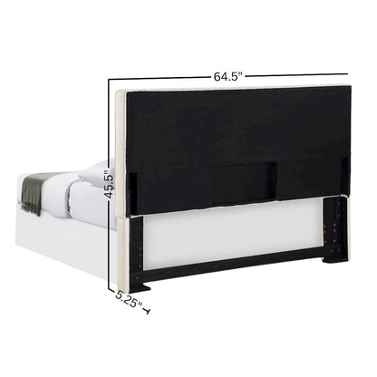 Beige Upholstered Bed Headboard – Elegant Queen Headboard 64.5 Inch Wide