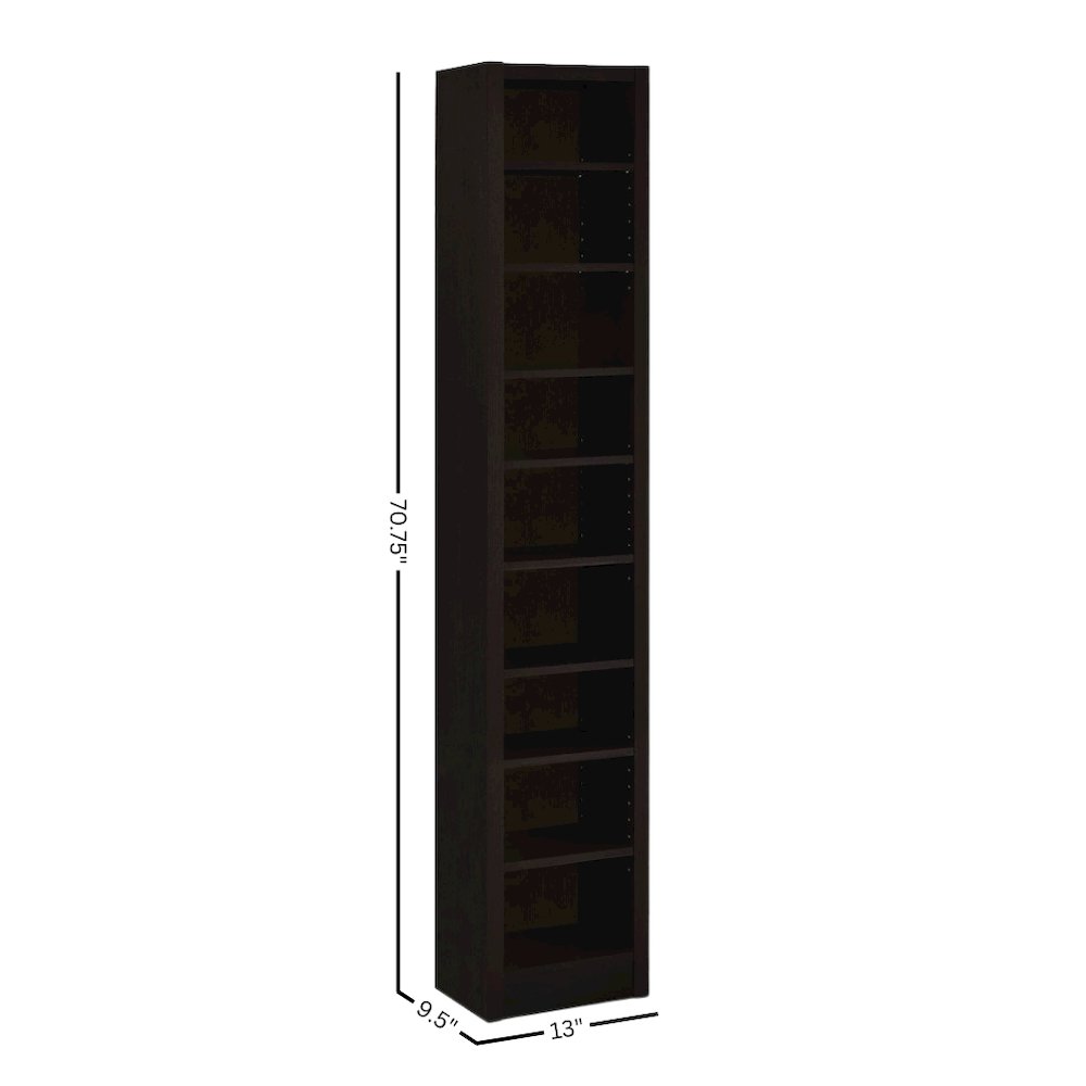 Brown Bookshelf Tall Bookcase with Corner Cabinet Style and Display Shelf