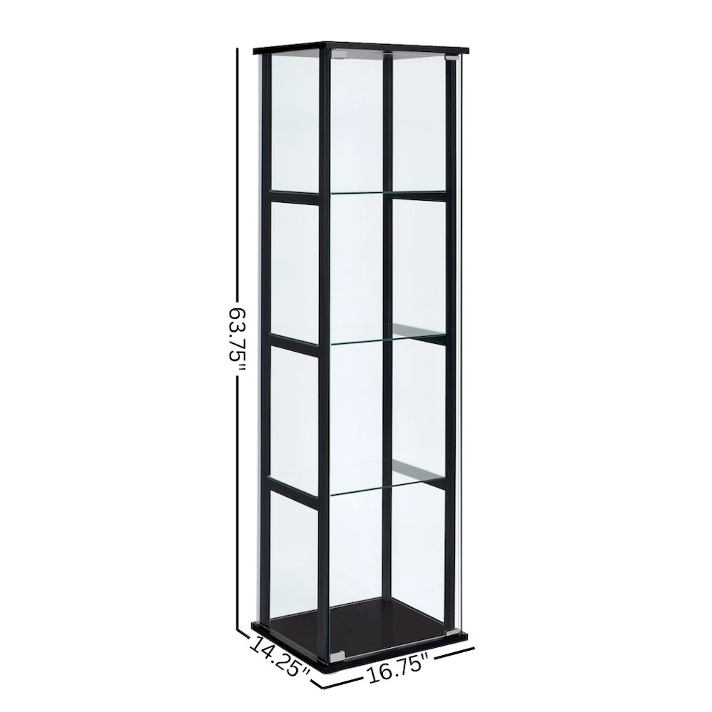 Black Glass Display Cabinet Curio Cabinet with Glass Doors and Shelves