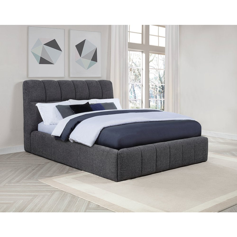 Nollet 48-inch Upholstered California King Platform Bed Grey