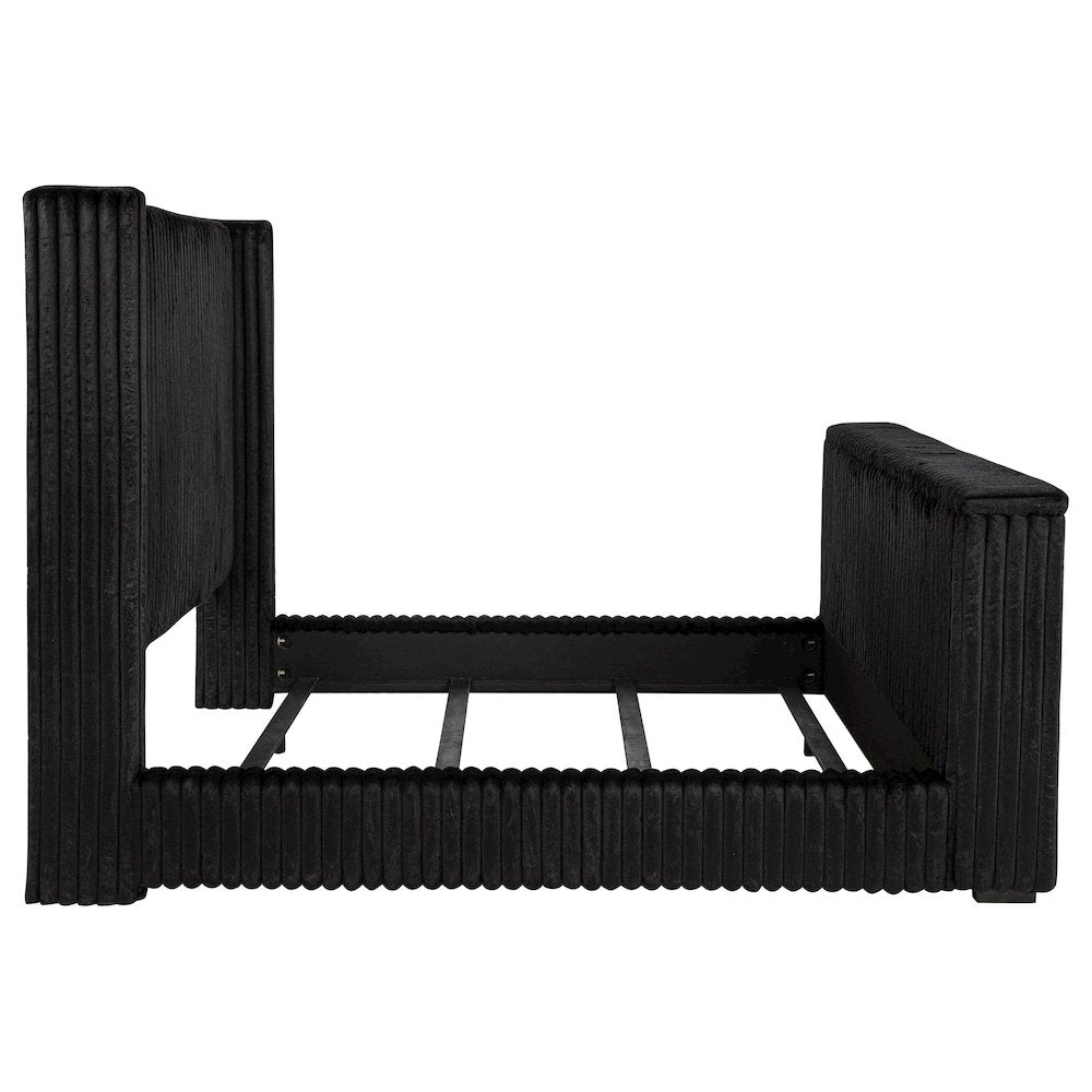 Centergrove Upholstered Eastern King Wingback TV Bed Black