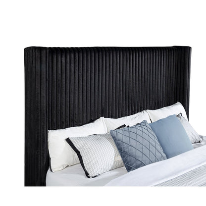 Centergrove Upholstered Eastern King Wingback TV Bed Black