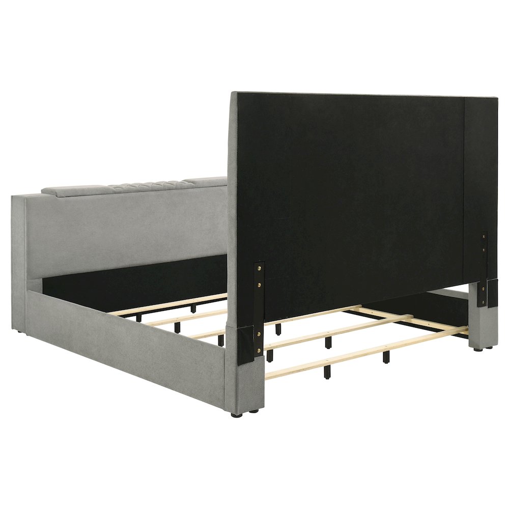 Tara 61-inch Upholstered Eastern King Panel TV Bed Grey