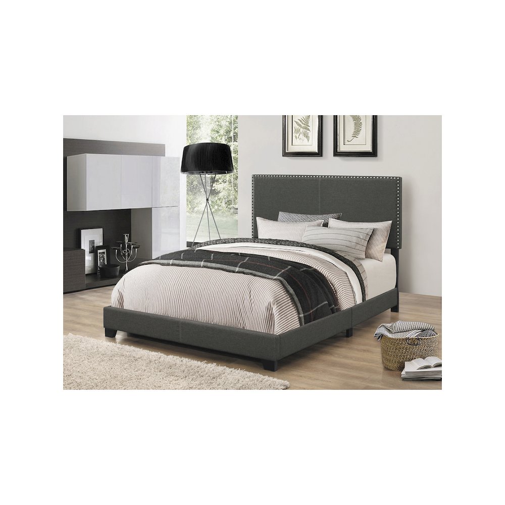Boyd Upholstered Queen Panel Bed Charcoal