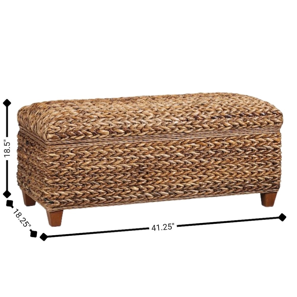 Amber Woven Storage Basket with Lid, Chest Style Mahogany Storage Trunk