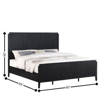 Tall Eastern King Size Bed Frame with Black Platform Base and Fluted Headboard