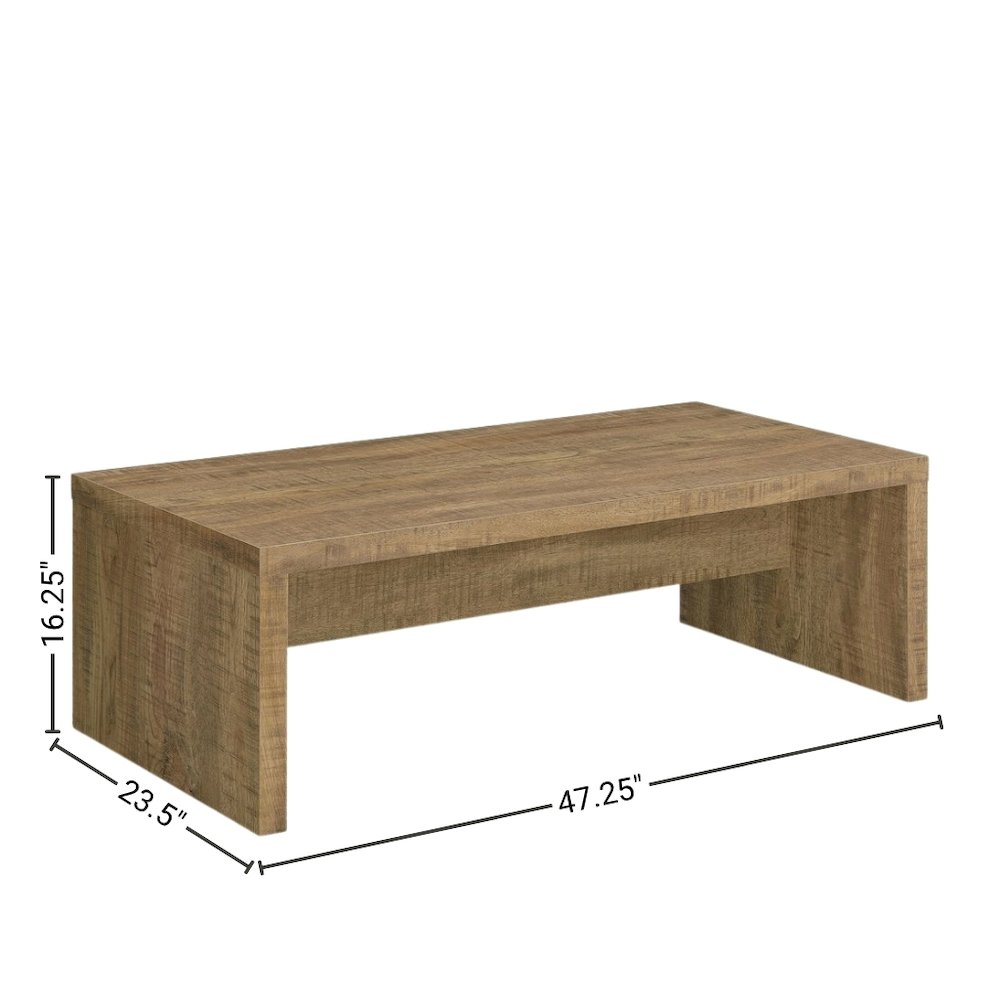 Modern Rectangular Wood Coffee Table in Mango Finish for Living Room