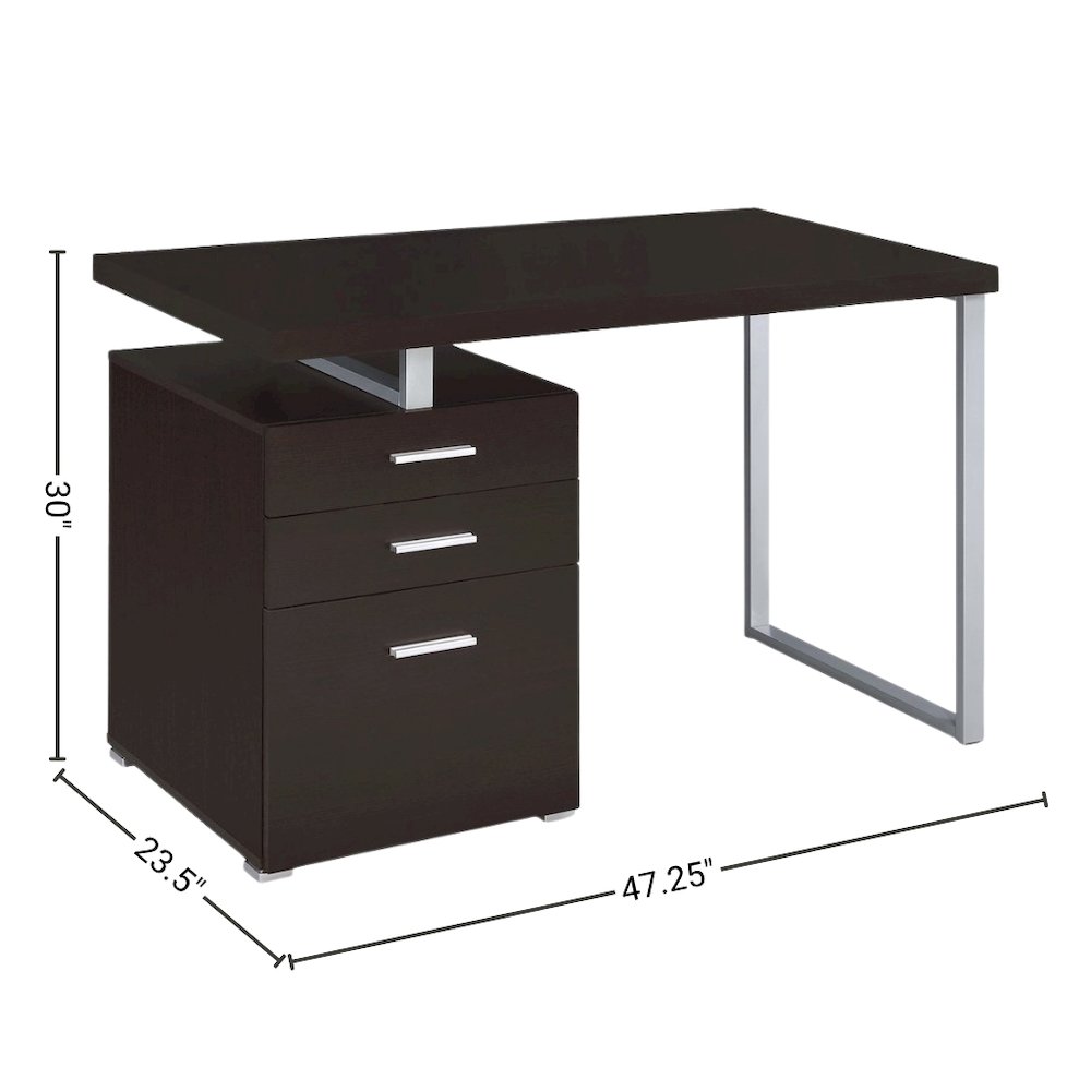 Cappuccino Finish Office Desk with Drawers, Small Writing Desk with File Drawer