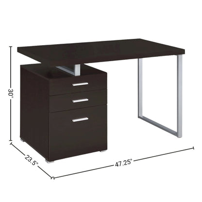 Cappuccino Finish Office Desk with Drawers, Small Writing Desk with File Drawer