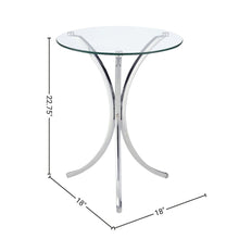 Round Glass Side Table with Chrome Base, Silver Accent End Table Design