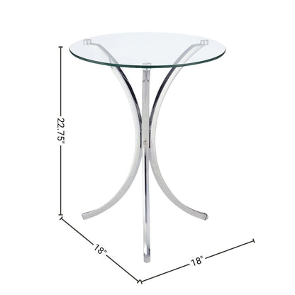 Round Glass Side Table with Chrome Base, Silver Accent End Table Design