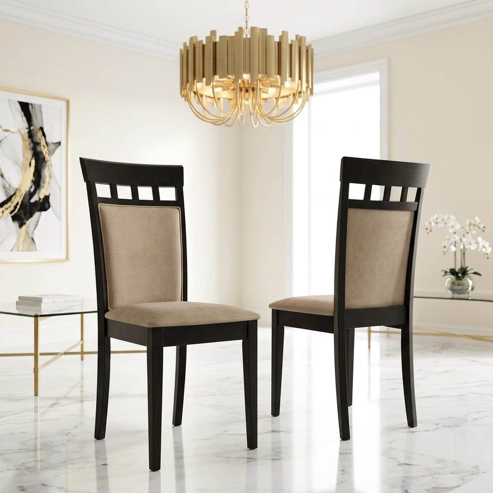 Polyester-Upholstered Wood Dining Side Chair with Closed Back, Set of 2