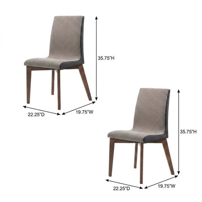Mid-Century Modern Upholstered Dining Chair with Wood Legs, Set of 2
