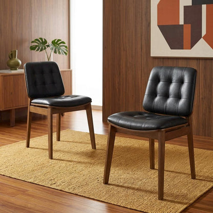 Polyester Upholstered Mid-Century Modern Dining Side Chair, Set of 2