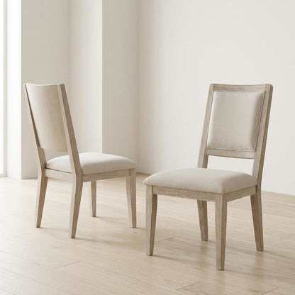 Wood Farmhouse Upholstered Dining Side Chairs with Cushioned Seat, Set of 2