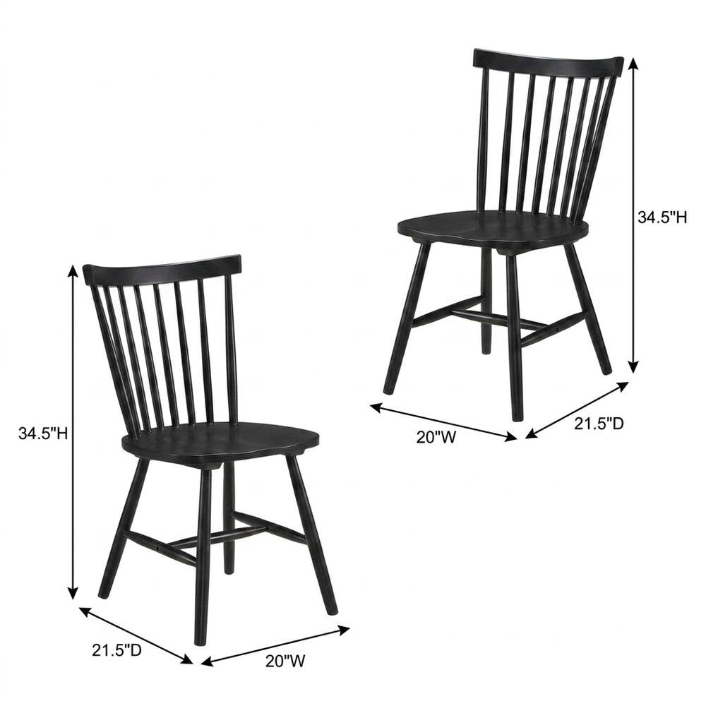 Windsor Wood Farmhouse Dining Side Chair, Black, Set of 2