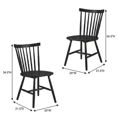 Windsor Wood Farmhouse Dining Side Chair, Black, Set of 2