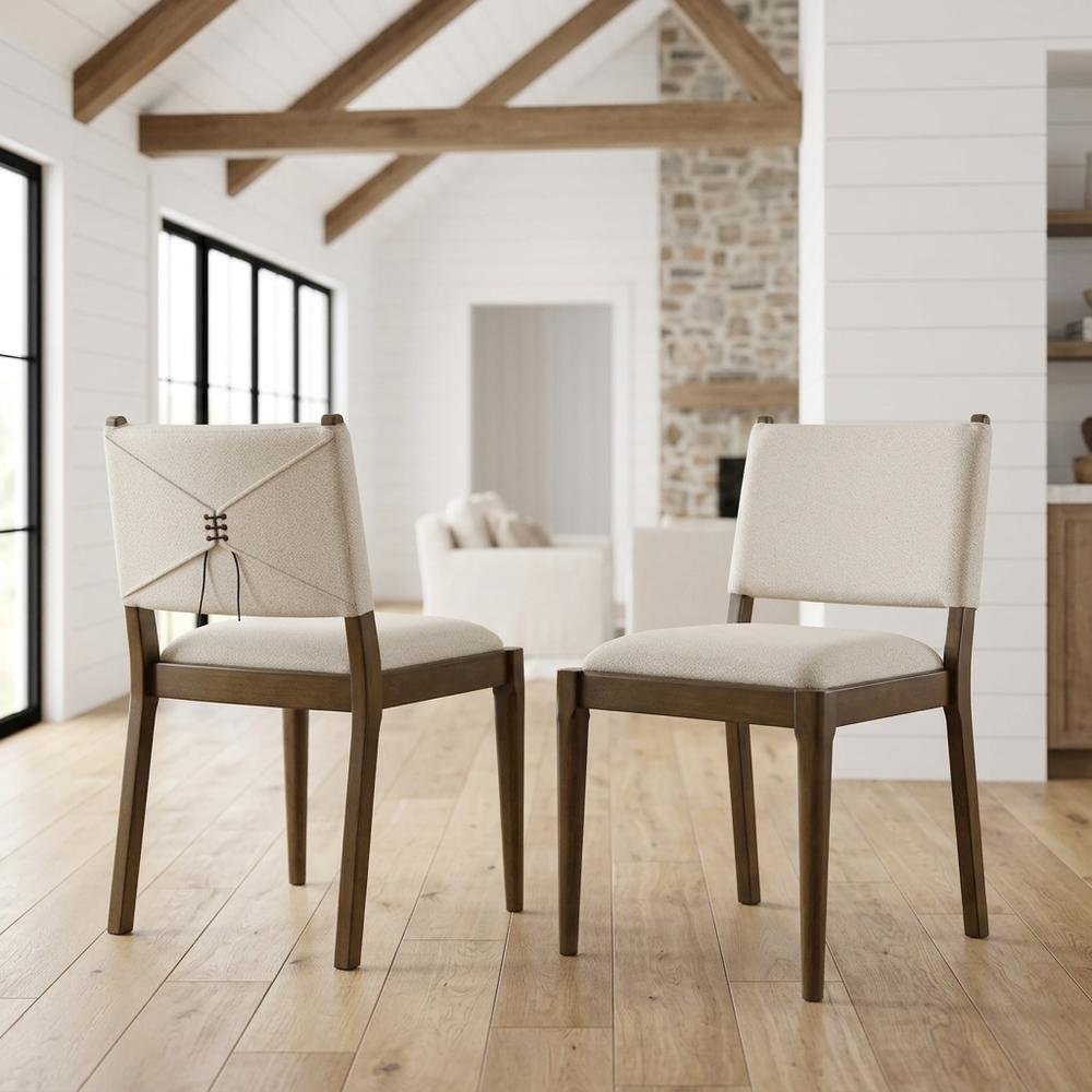Fabric-Upholstered Dining Side Chairs, Brown, Set of 2