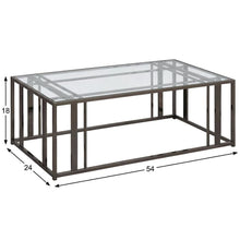 Rectangular Black Nickel Coffee Table with Glass Top and Contemporary Design