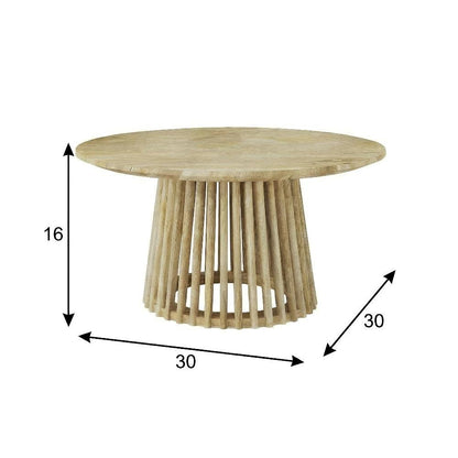 Mango-Finish Round 3-Piece Coffee and End Table Set with Durable Wood