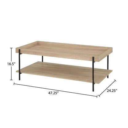 Warm Wood Rectangular 3-Piece Coffee and End Table Set with Farmhouse Style