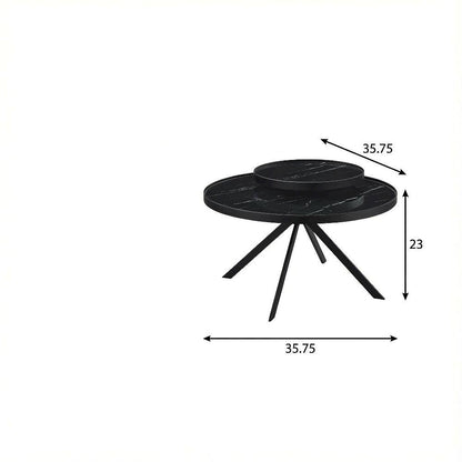 2-Piece Round Black Coffee and End Table Set with Levelers
