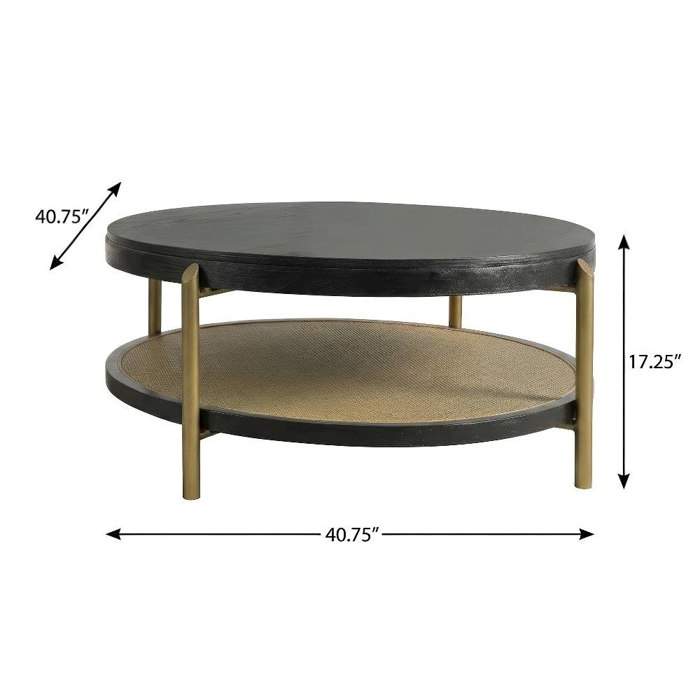 Black 2-Piece Round Coffee and End Table Set with Sturdy Design